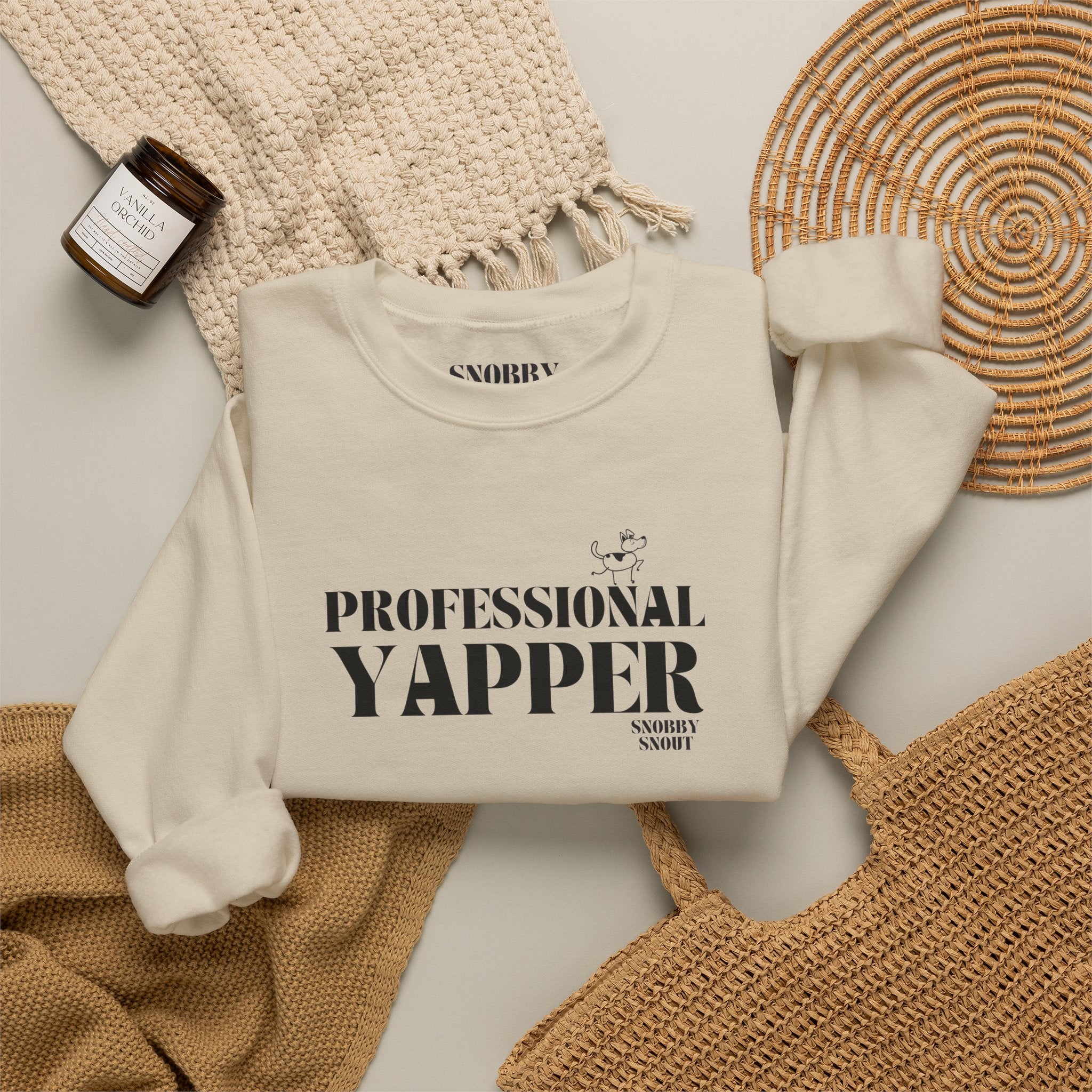 "professional yapper" heavy crewneck sweatshirt