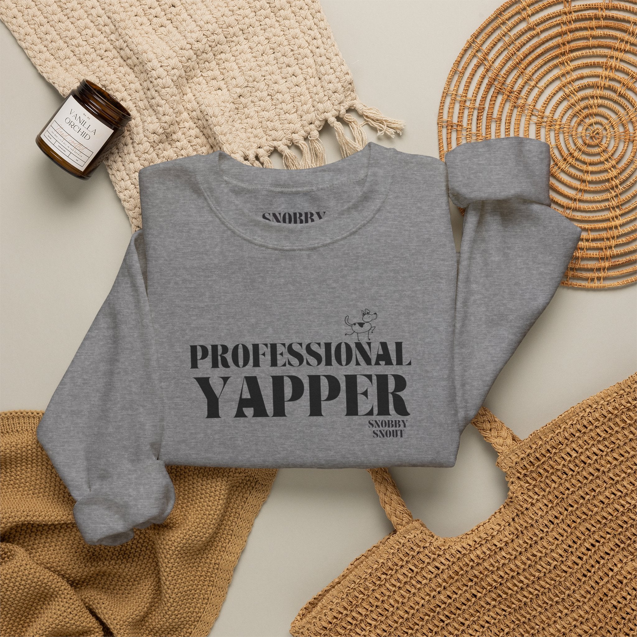 "professional yapper" heavy crewneck sweatshirt