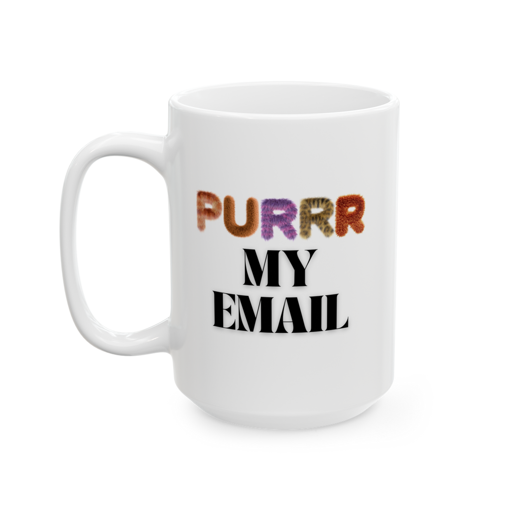 "purrr my email" extraaa graphic mug