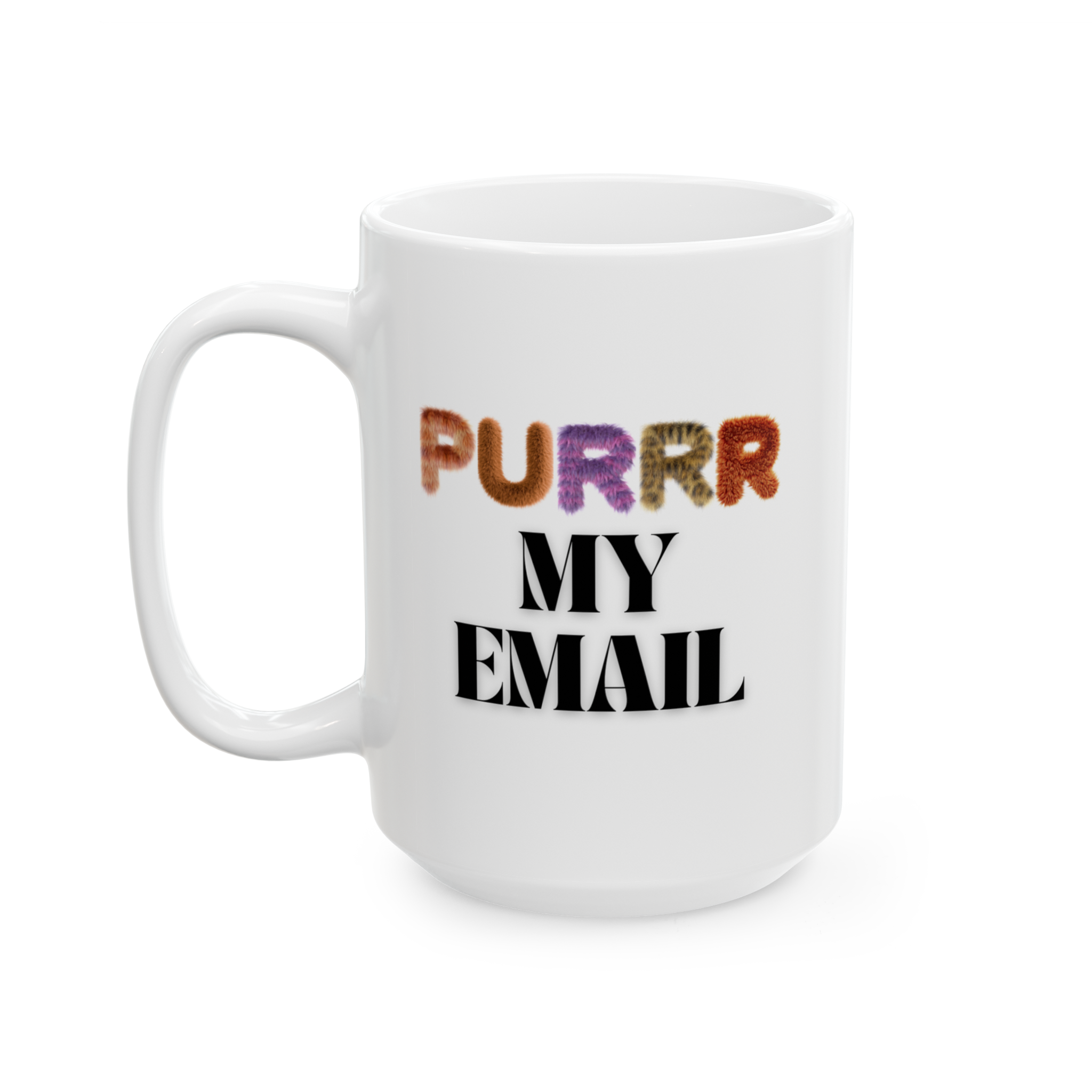 "purrr my email" extraaa graphic mug