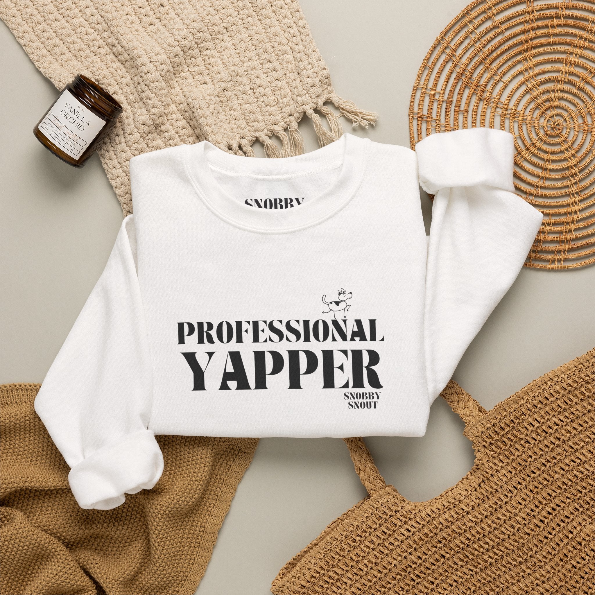 "professional yapper" heavy crewneck sweatshirt